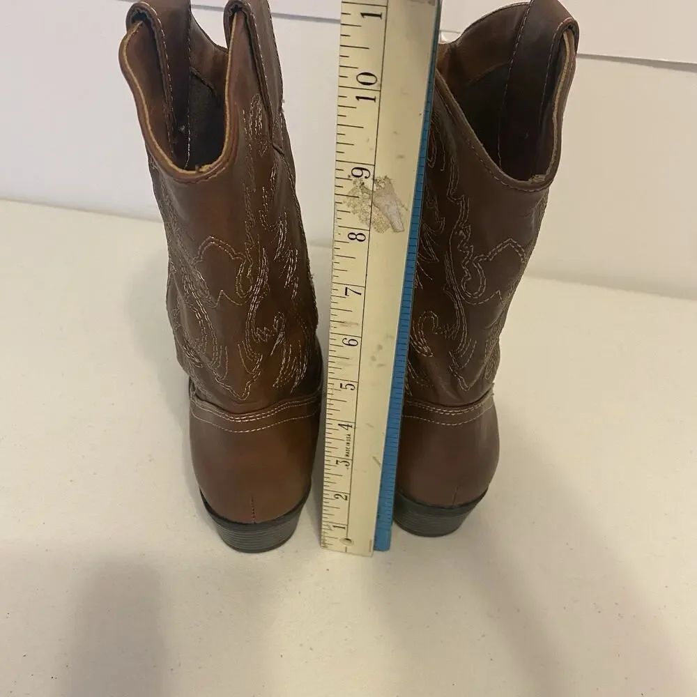 AMERICAN EAGLE Western Cowboy Boots Women 5 Brown FauxLeather Embroidery Boho